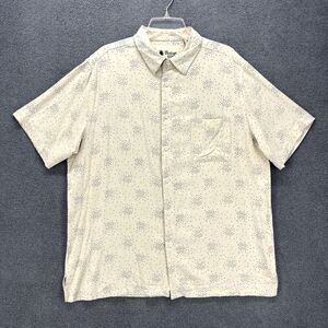 Vintage Silk Circa Shirt Mens XXL Beige Silk Rayon polka dot Beach Button‎ Up